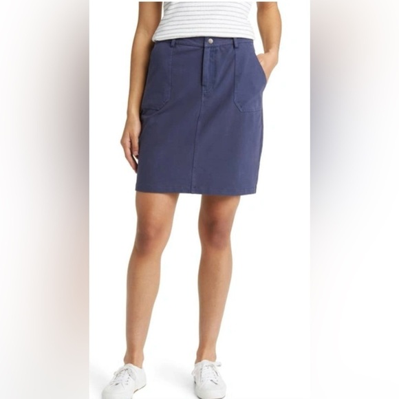 ORGANIC COTTON UTILITY SKIRT IN NAVY PEACOAT SZ L - Picture 1 of 6
